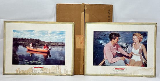 Orig. 1949 Evinrude Outboard Boat Motors Dealership Easel Back Signs