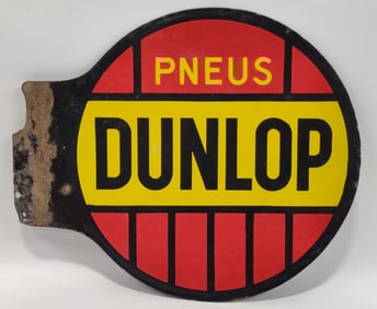 Vintage DSP Dunlop Tires French Flange Advertising Sign