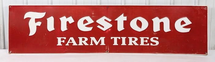 6ft Vintage SST Firestone Farm Tires Embossed Advertising Sign