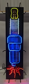 Custom "Spark Plug" Four-Color Neon Sign With Flashing Spark