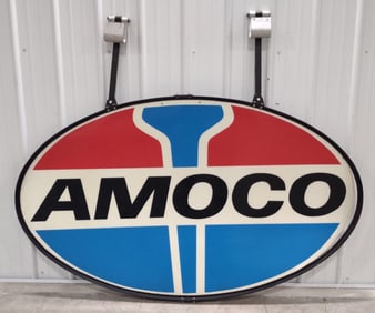 6ft Vintage AMOCO Gas Station 2-Sided Fiberglass Sign w/ Custom Ring