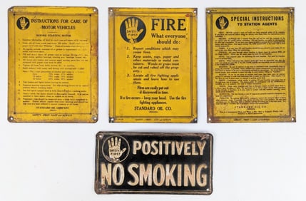 Set Of 4 Early SST Standard Oil Safety First Signs