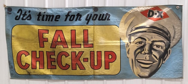 6-1/2ft Vintage D-X Motor Oil Gas Station Check-Up Canvas Banner