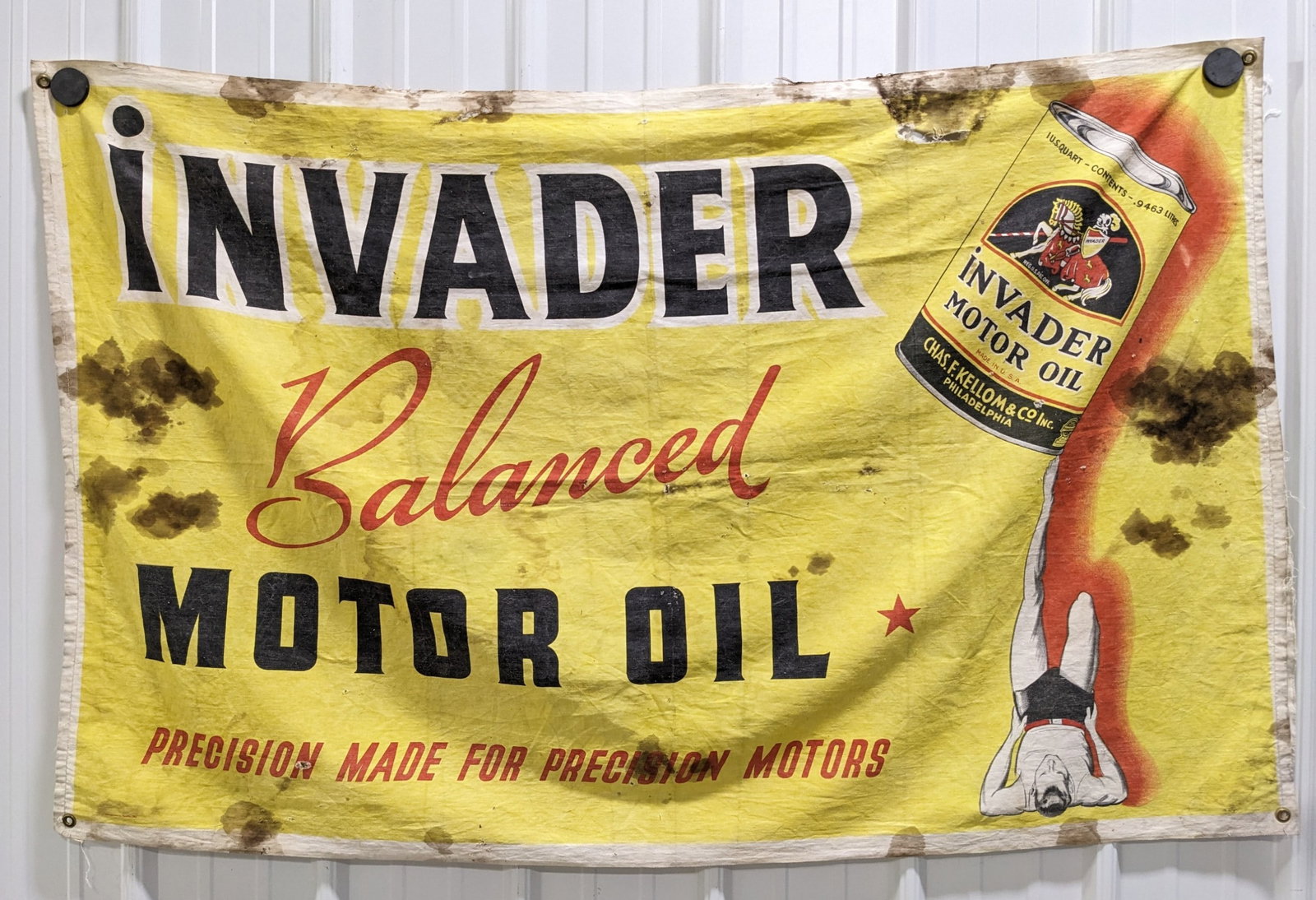 Vintage Invader Motor Oil Canvas Advertising Banner (1 of 8)