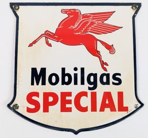 Vintage SSP Mobilgas Special Pump Plate Advertising Sign