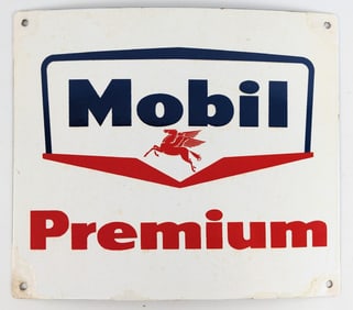 Vintage SSP Mobil Premium Gas Pump Plate Advertising Sign