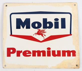 Vintage SSP Mobil Premium Gas Pump Plate Advertising Sign