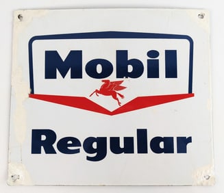Vintage SSP Mobil Regular Gas Pump Plate Advertising Sign