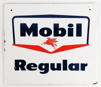 Vintage SSP Mobil Regular Gas Pump Plate Advertising Sign