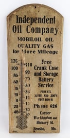 Early SSW Independent Oil Company Mobiloil Advertising Thermometer