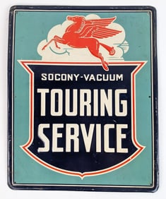 Vintage SST Mobil SOCONY-Vacuum Touring Service Embossed Sign