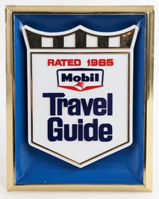 Vintage 1965 Mobil Service Station Travel Guide Countertop Sign