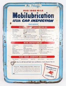 Vintage SST Mobilubrication Mobil Gas Station Embossed Sign