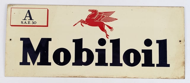 Early SST Mobiloil "A" Glass Oil Bottle Carrier Rack Advertising Sign