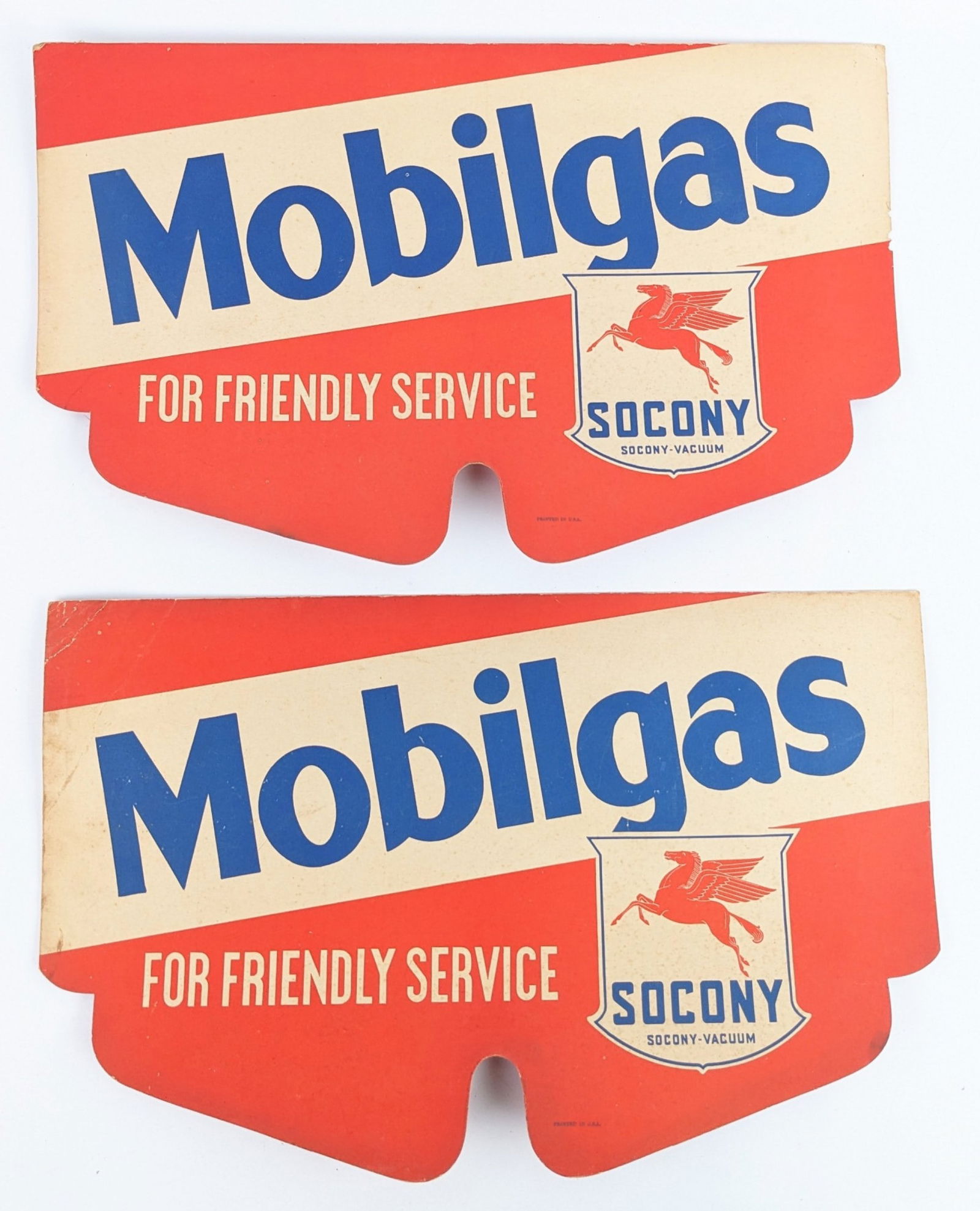 2) Vintage SOCONY Mobilgas DS Cardboard Radiator Cover Advertising Signs (1 of 5)