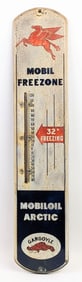 Early SST Gargoyle Mobiloil Mobil Freeze Thermometer Advertising Sign