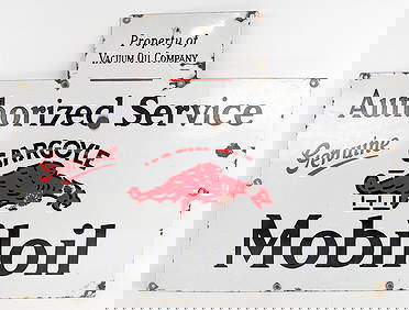 Early SSP Gargoyle Mobiloil Authorized Service Oil Rack Advertising Sign (1 of 5)