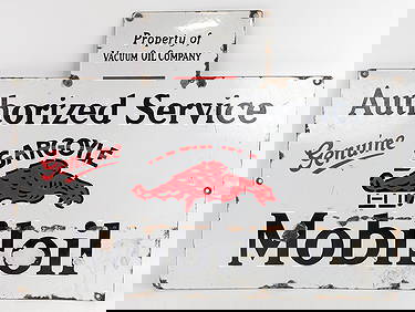 Early SSP Gargoyle Mobiloil Authorized Service Oil Rack Advertising Sign (1 of 6)