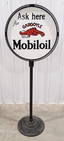 Contemporary SST Gargoyle Mobiloil Lollipop Curb Sign