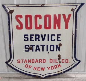 4ft Early DSP SOCONY Service Station Die-Cut Shield Sign