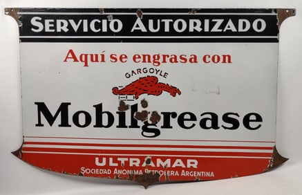 5ft Vintage DSP Argentinian Gargoyle Mobilgrease Shield Sign