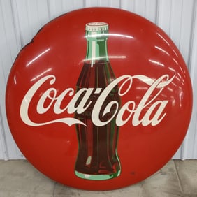 4ft Vintage SSP Coca-Cola Button Advertising Sign