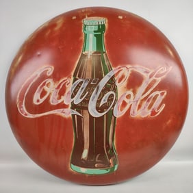3ft Vintage SST Coca-Cola Button Advertising Sign