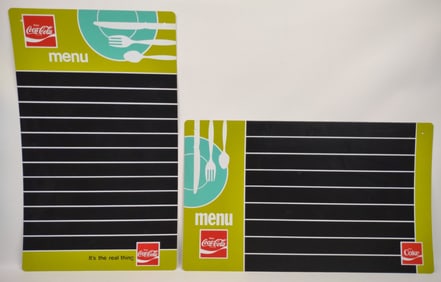 2) Vintage Coca-Cola Menu Board Advertising Signs