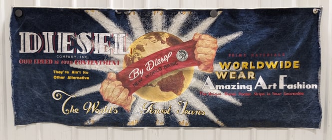 Vintage Diesel Jean Worldwide Wear Denim Advertising Banner