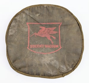 Vintage SOCONY-Vacuum Mobil Service Station Promotional Tractor Seat Cushion w/ Cast Iron Tractor Se