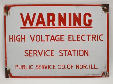 Vintage SSP High Voltage Service Station Sign By Veribrite