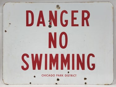 Vintage SSP Chicago Park District No Swimming Sign