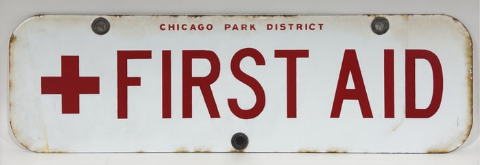 Vintage SSP Chicago Park District + First Aid Sign