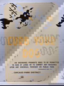 Vintage SSP Chicago Park District Curb Your Dog Sign
