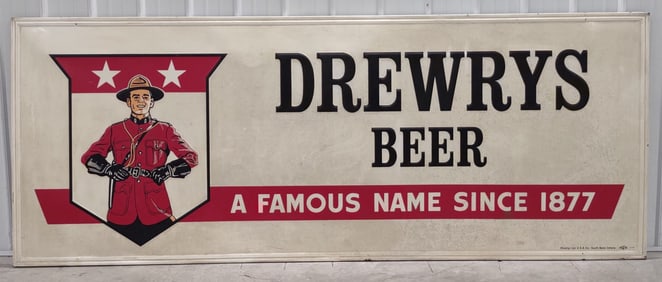 Nearly 10ft Vintage SST Drewrys Beer Embossed Sign