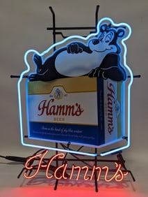 Custom "Hamm's Beer Bear" Two-Color Neon Sign