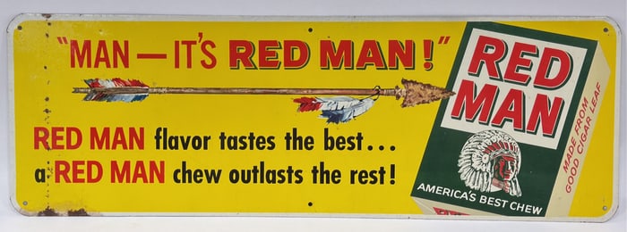 Vintage SST Red Man Tobacco Advertising Sign