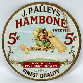 Vintage J.P. Alleys Hambone Cigars Black Americana Fan Pull