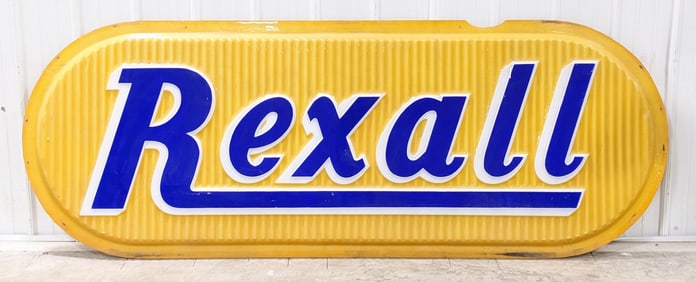8ft Vintage Rexall Embossed Lexan Advertising Sign