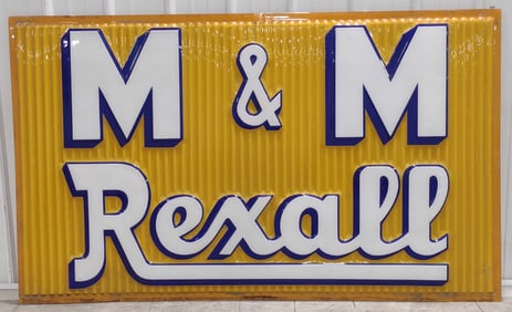 6ft Vintage M&M Rexall Drugstore Embossed Lexan Advertising Sign