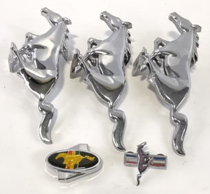 3) Vintage OEM Ford Mustang Metal Grill Emblems & More