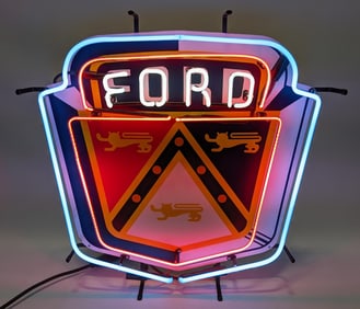 Custom "Ford" Crest Three-Color Neon Sign