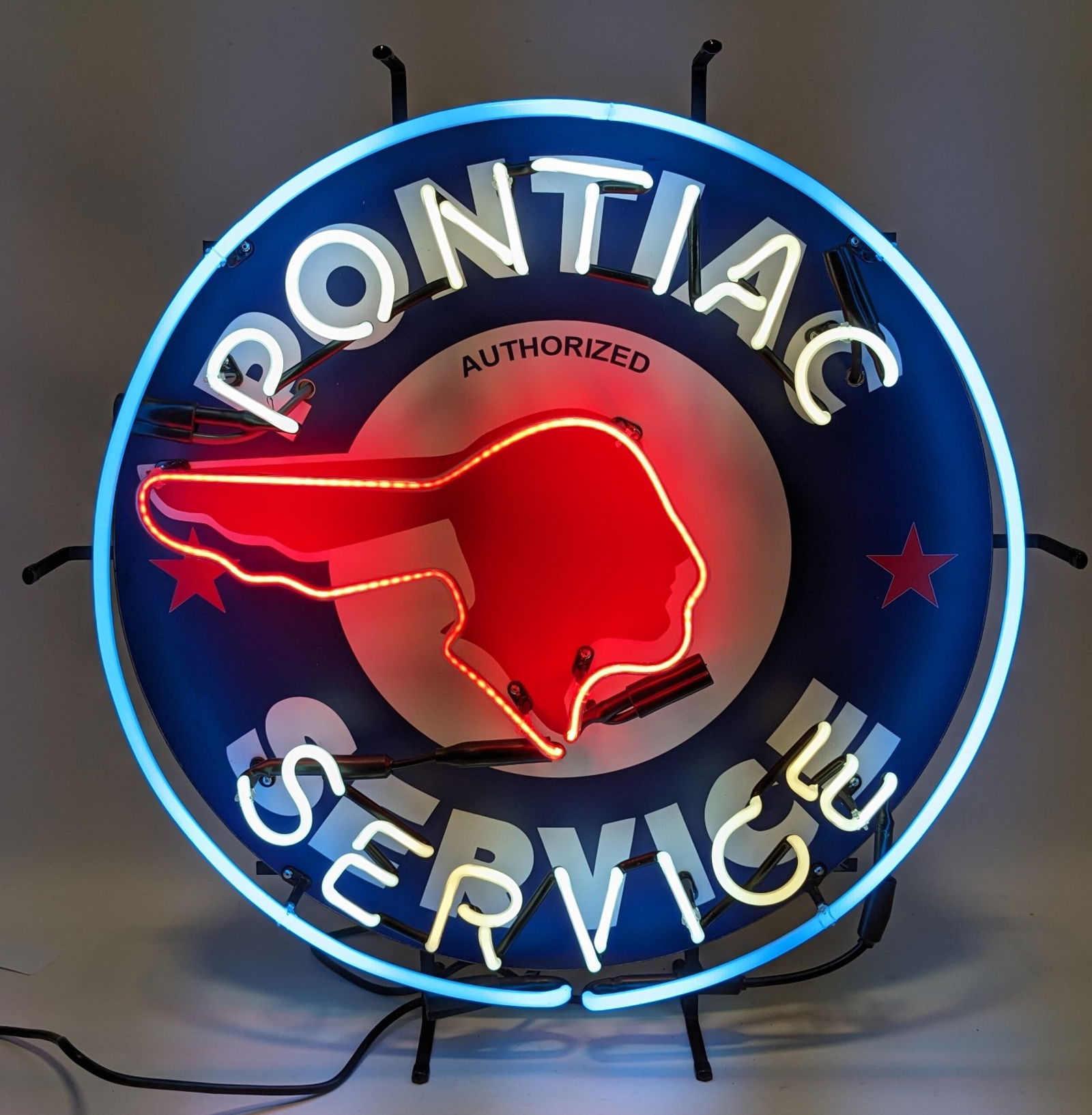 Custom "Pontiac Service" Three-Color Neon Sign (1 of 9)