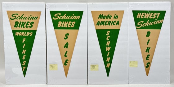 Lot Of 4 Vintage Schwinn Bicycle Dealer Advertising Pennants