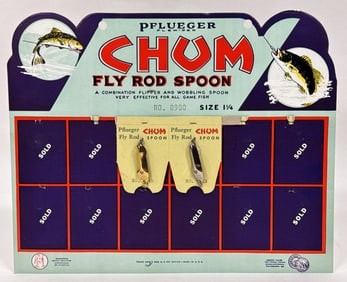 Vintage Pflueger Chum Fishing Lures Store Display Sign