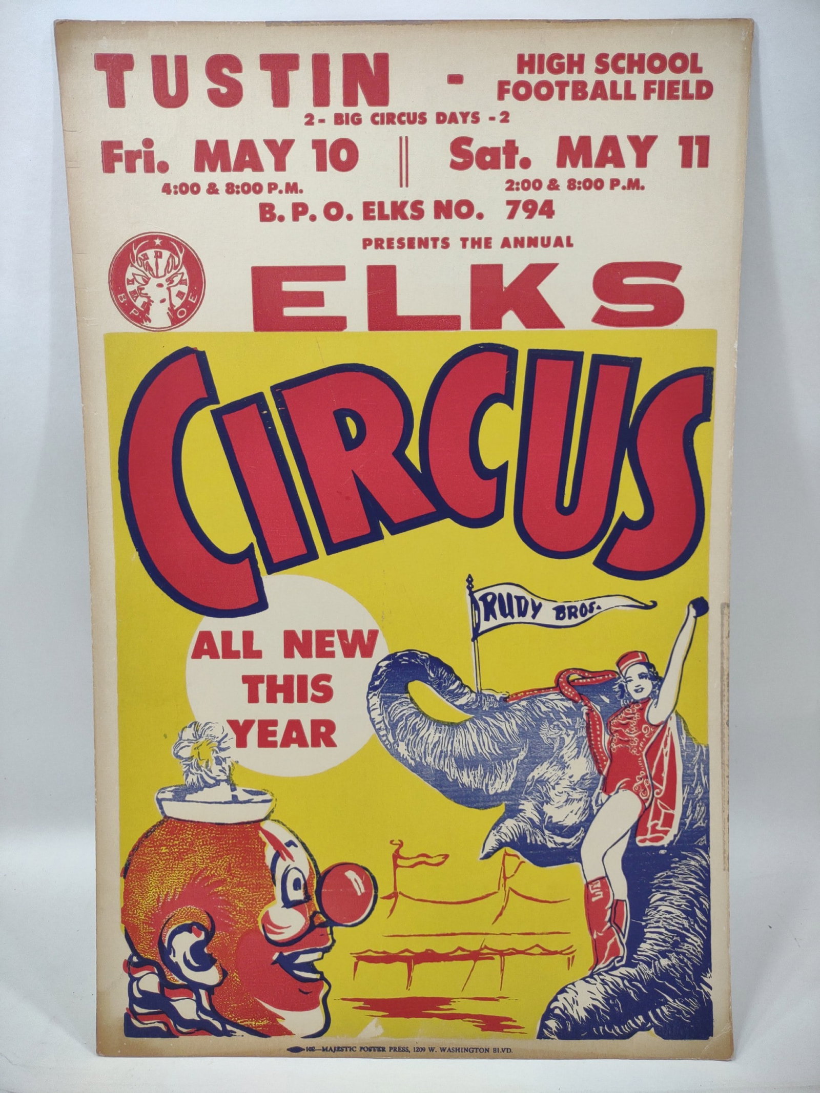 Vintage Rudy Bros. Circus Cardboard Advertising Sign / Poster (1 of 8)