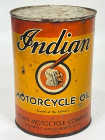 Early Indian Motorcycle Bullseye Quart Motor Oil Can