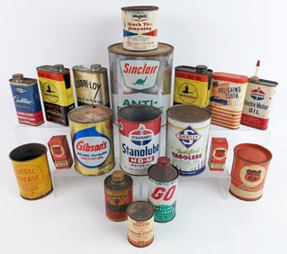 Large Lot Of Vintage Oil & Automotive Cans