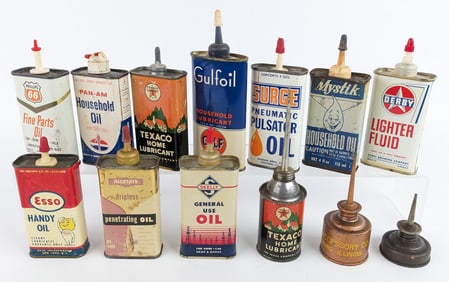 (13) Vintage Handy Oiler Oil Cans / Skelly / Derby
