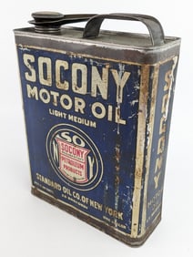 Early SOCONY Standard Oil Light Medium Motor Oil 1 Gallon Slim Can
